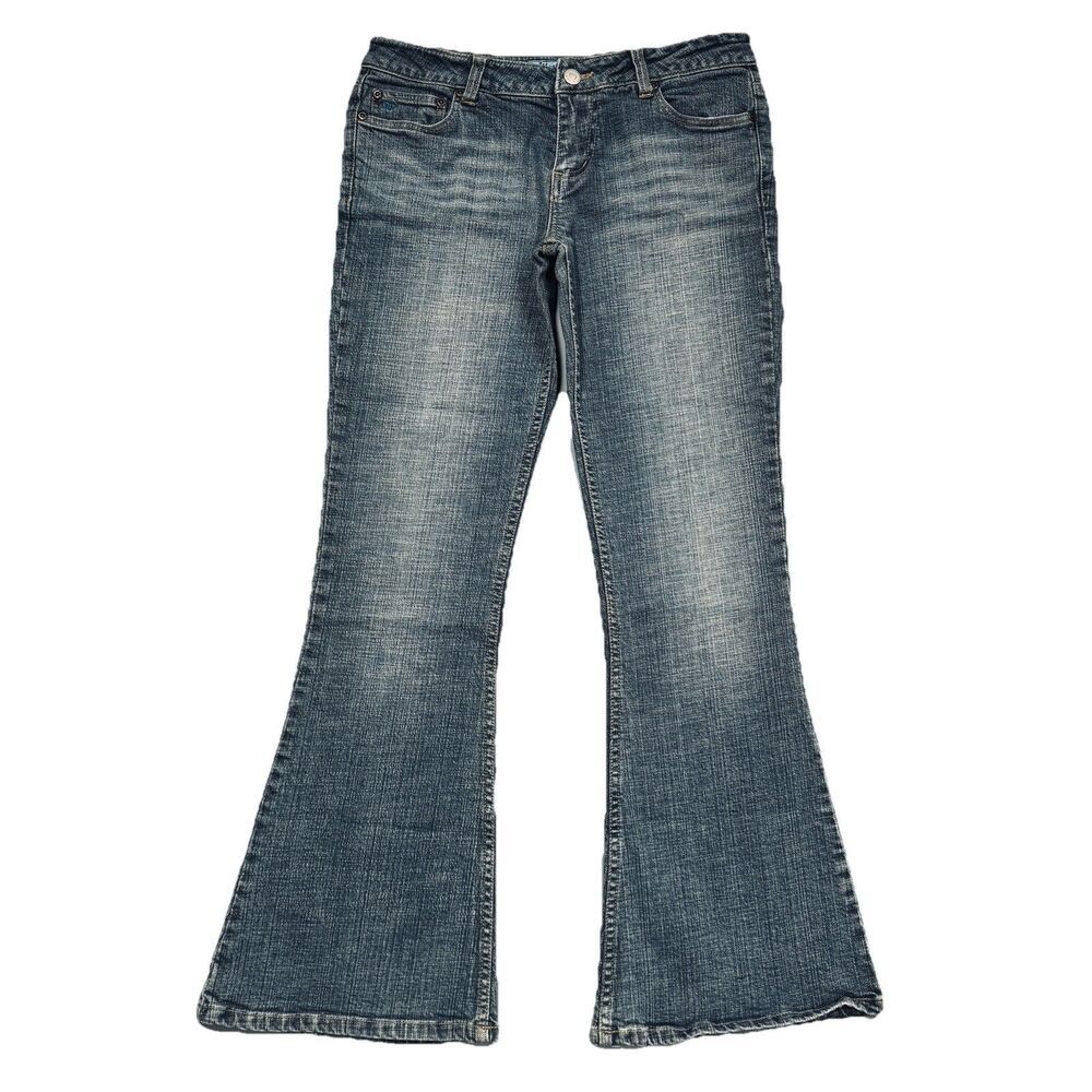 Y2K Weathervane Flared Jeans 7 (28x28.5) Blue Denim Stretch Juniors Vintage